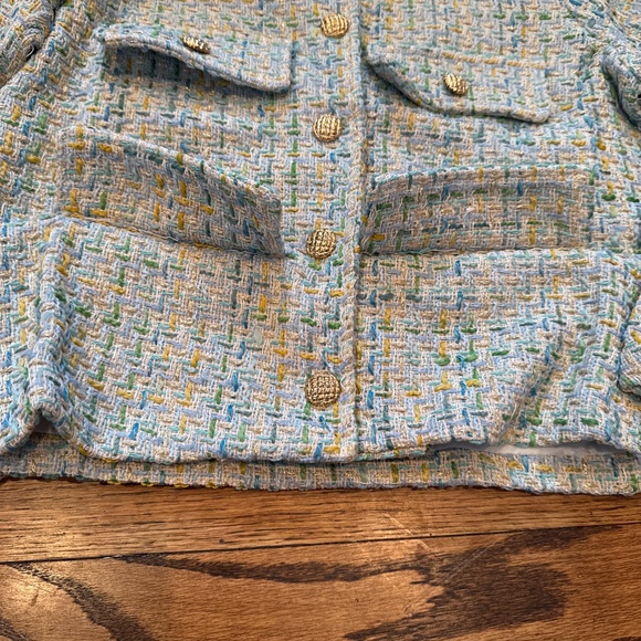 Tweed Blue/Green Buttoned Jacket, S, NWOT - Picture 7 of 12